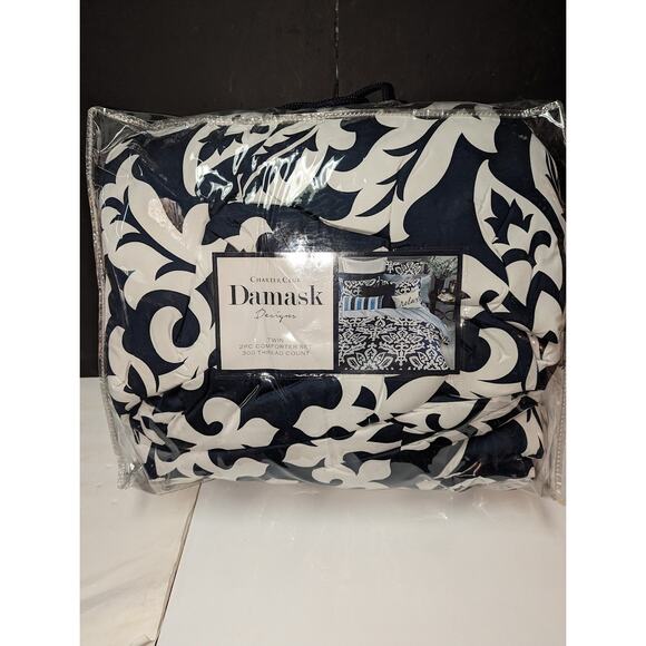 Charter Club Damask Designs Cotton Navy 2-Piece COMFORTER Set Navy Twin NEW - Picture 13 of 13